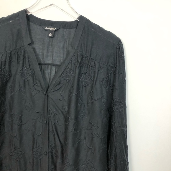 Lucky Brand Black Embroidered Cotton Tunic Large - Picture 4 of 8
